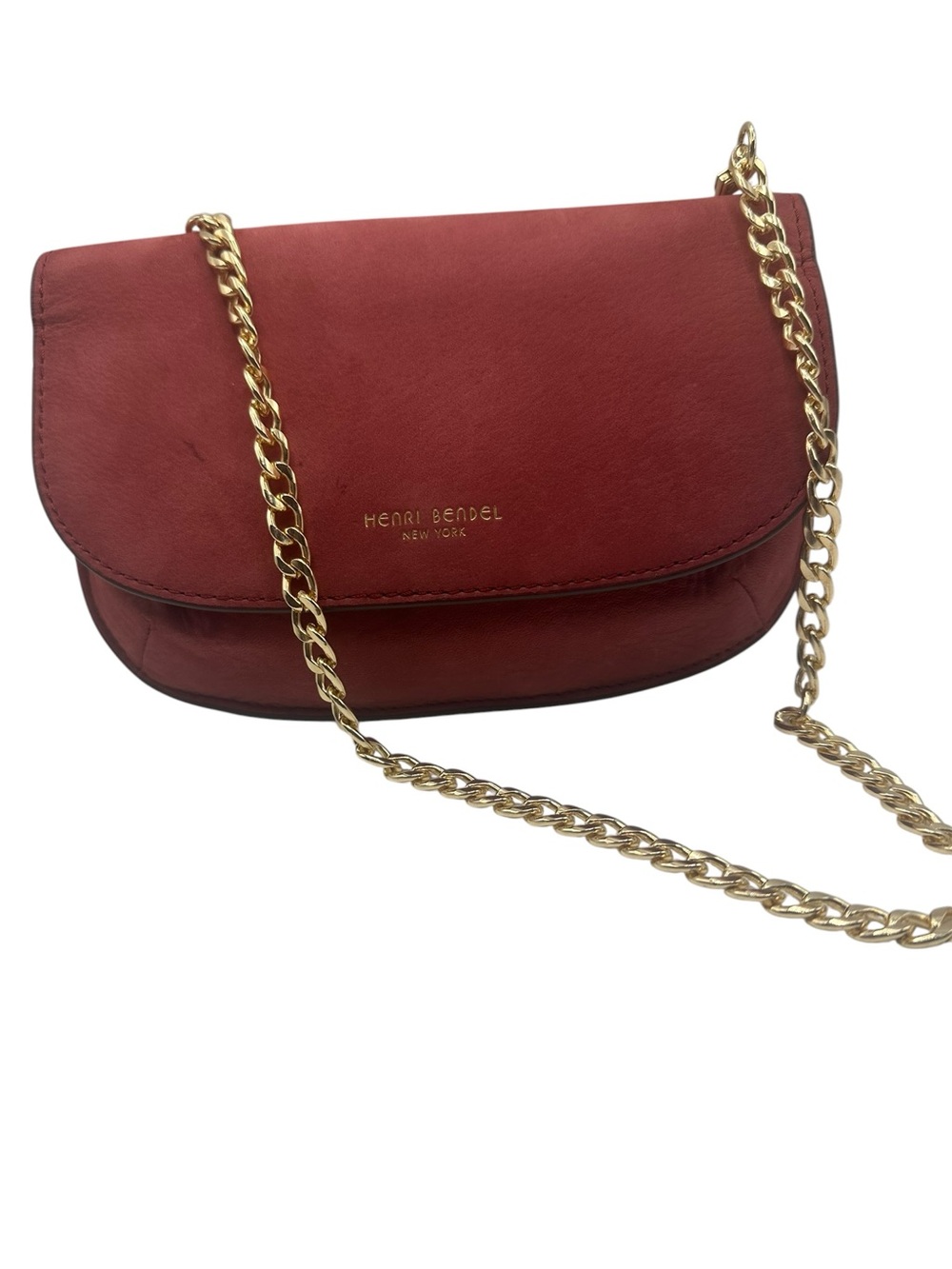 Henri Bendel Red Leather Chain Shoulder Bag